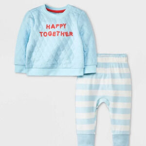 Baby 'Happy Together' Graphic‎ Top & Bottom Set - Cat & Jack™ Blue 3-6 0-3 NEW